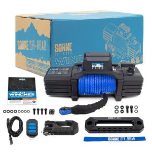 Borne Off-Road® 12K Electric Winch Blue Synthetic Rope