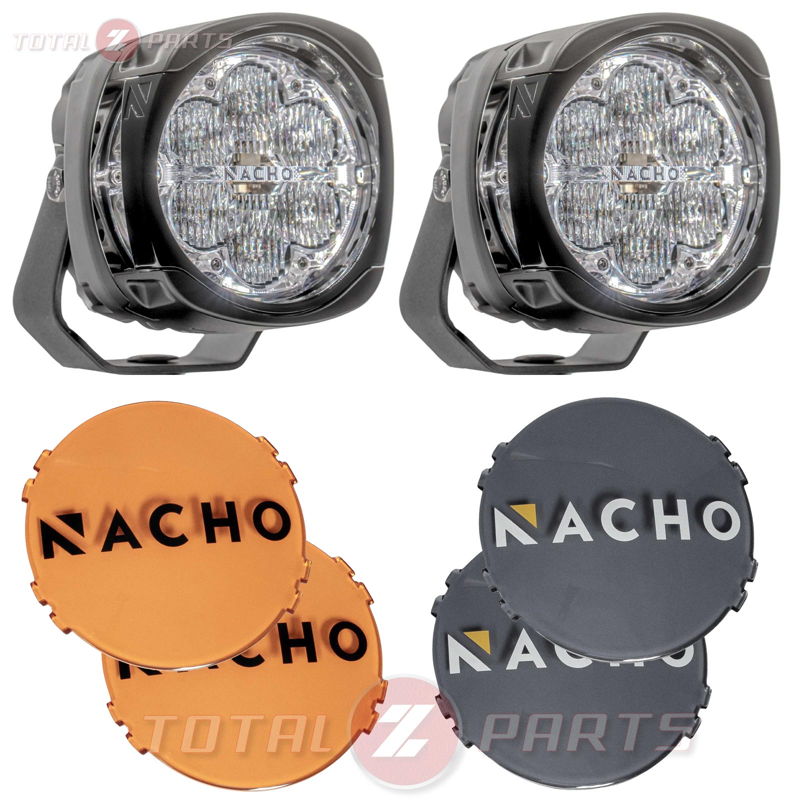 NACHO Quatro Flood 4-inch Offroad LED Fog Lights Pair & Covers