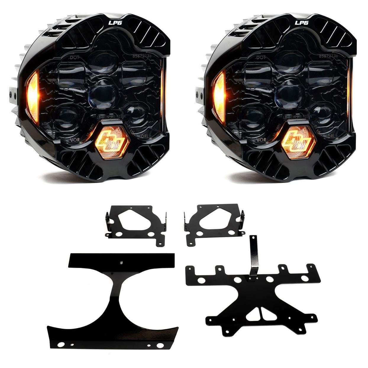 Baja Designs® DOT LP6 Headlight Kit (Amber DRL) for 15-24 Harley Davidson Road Glide
