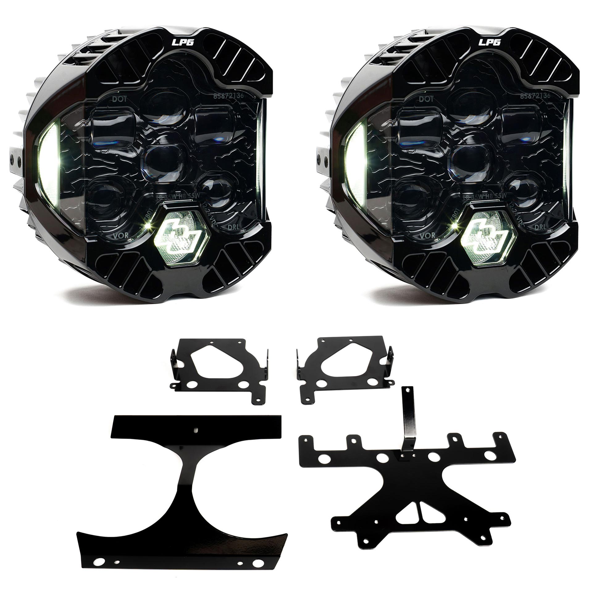 Baja Designs® DOT LP6 Headlight Kit (White DRL) for 15-24 Harley Davidson Road Glide