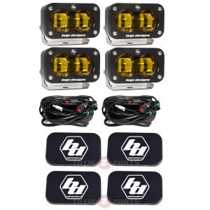 Baja Designs® 4x S2 SAE J583 LED Pod Lights, Wiring, Rock Guards
