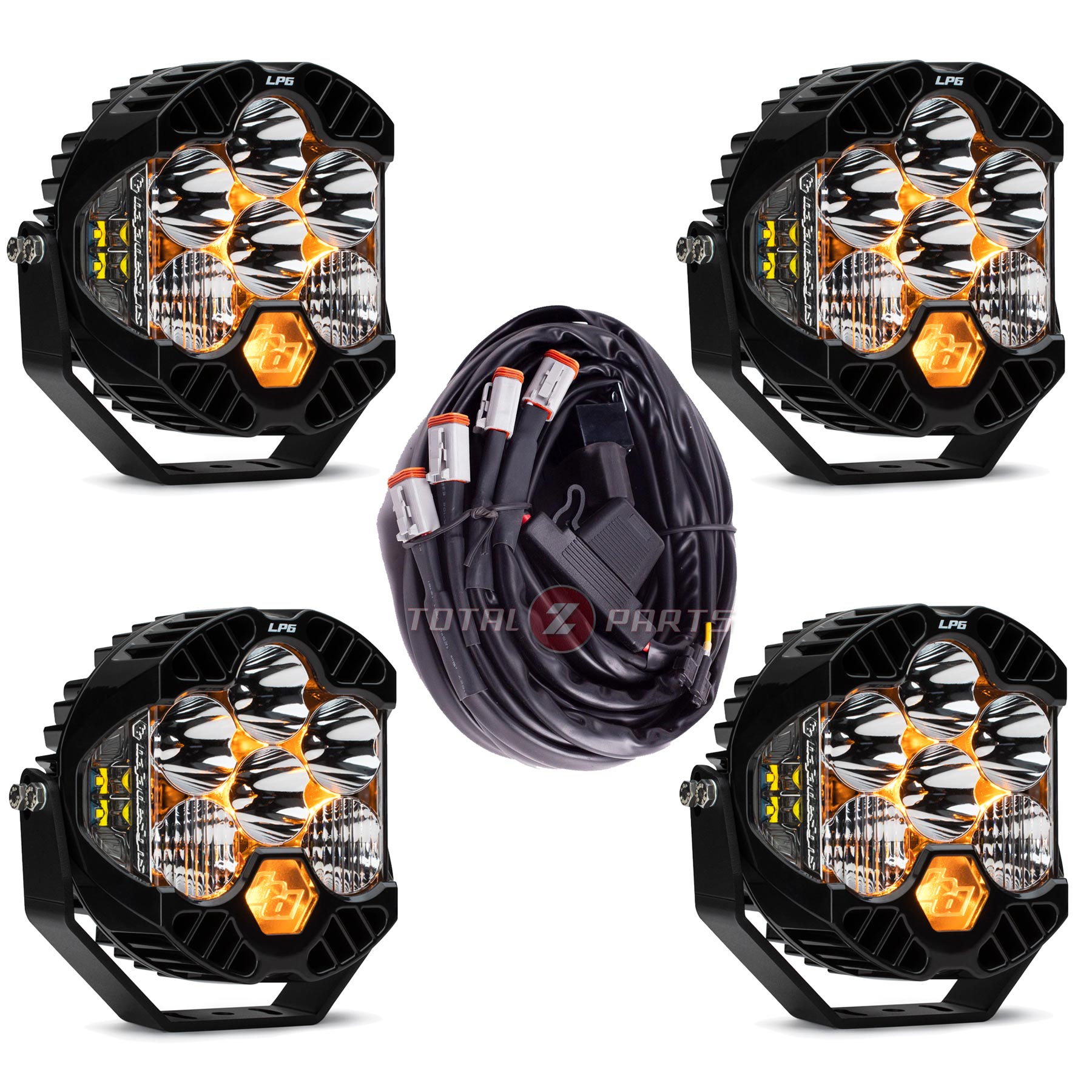Baja Designs® 4x Clear LP6 Pro LED Driving/Combo Lights & Upfitter Harness