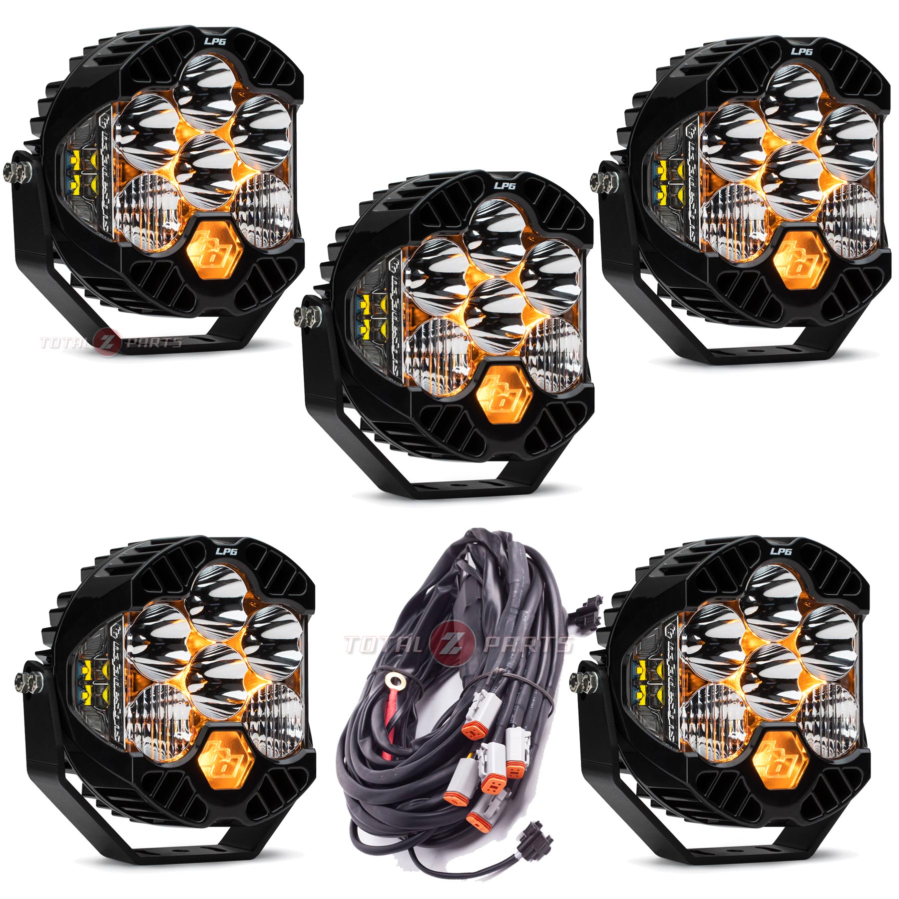 Baja Designs® 5x Clear LP6 Pro LED Driving/Combo Lights & Upfitter Harness