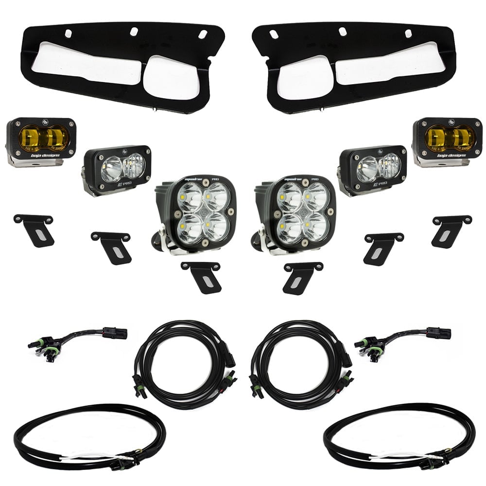 Baja Designs® S2 SAE Amber Pro Fog Lights Kit (21-25 Ford Bronco, Steel Bumper)