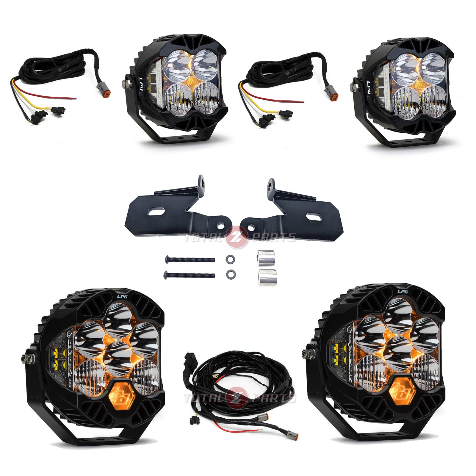 Baja Designs® LP4 Pro LED Ditch Light/Brackets Kit + LP6 Pair for Jeep JL/JT