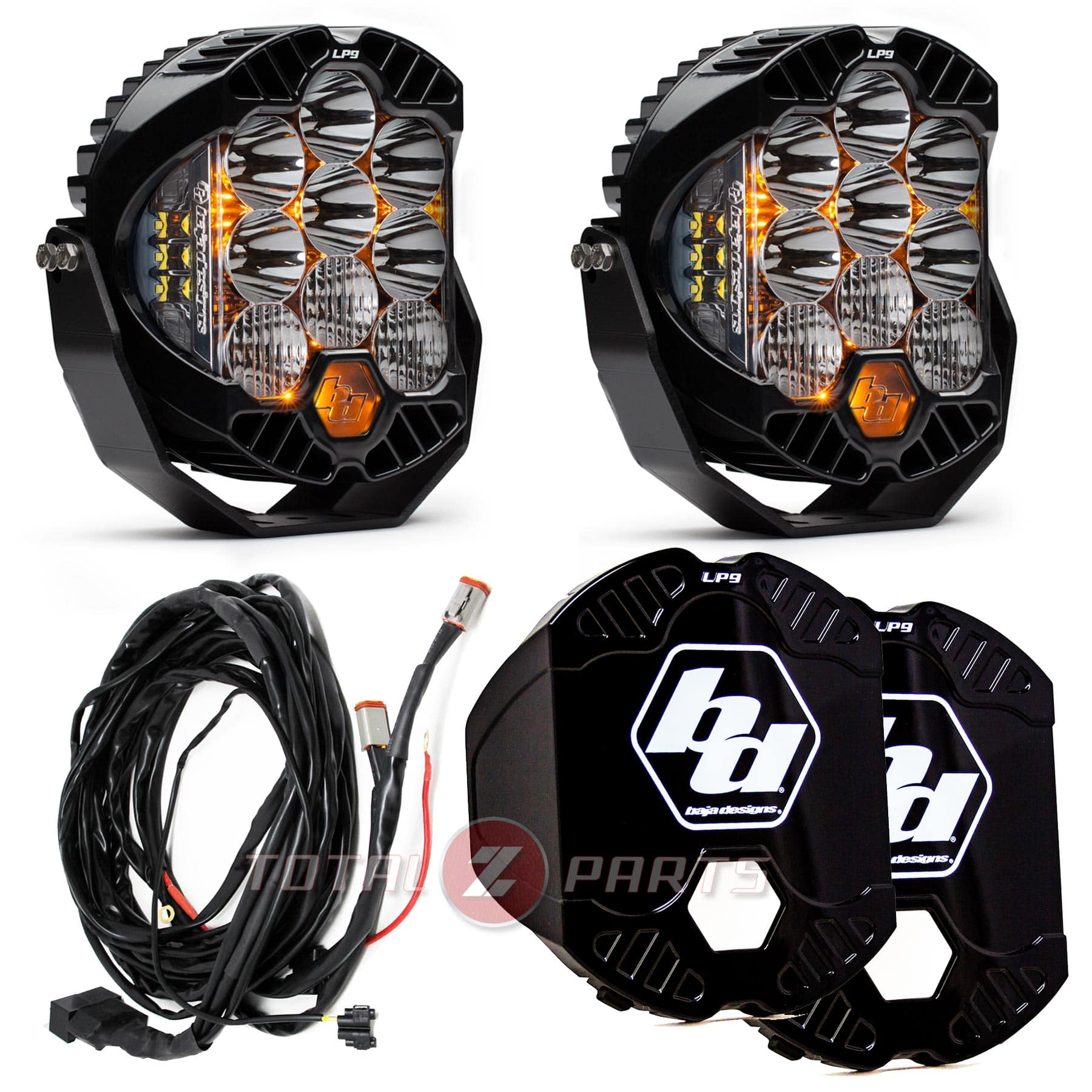 Baja Designs® LP9 Pro™ Pair LED Driving/Combo Lights, Upfitter Harness, Rock Guards