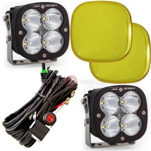 Baja Designs® XL Sport 4.5" Pod Fog Lights Clear Spot Beam, Amber Rock Guards, Harness