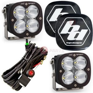 Baja Designs® XL Sport 4.5" Pod Fog Lights Clear Spot Beam, Rock Guards, Harness