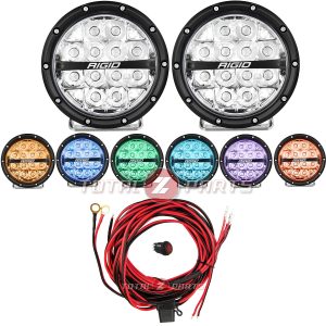 Rigid Industries® 360-Series RGBW Spot 6-inch Round Light Pods, Brackets, Wiring