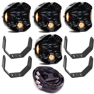 Baja Designs® 4x DOT LP6 Clear (Amber DRL) Headlight Pods w/Brackets & Wiring Harness
