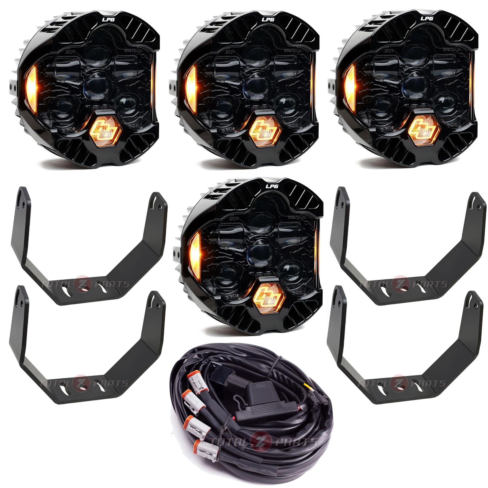 Baja Designs® 4x DOT LP6 Clear (Amber DRL) Headlight Pods w/Brackets & Wiring Harness Baja Designs® 4x DOT LP6 Clear (Amber DRL) Headlight Pods w/Brackets & Wiring Harness