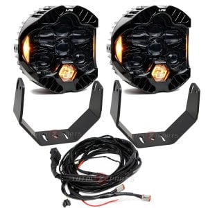 Baja Designs® DOT LP6 Clear (Amber DRL) Headlight Pods Pair w/Brackets & Wiring Harness