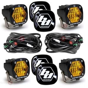 Baja Designs® 2 Pairs of S1 LED 2-inch Amber Wide Cornering Pod Fog Lights w/Rock Guards