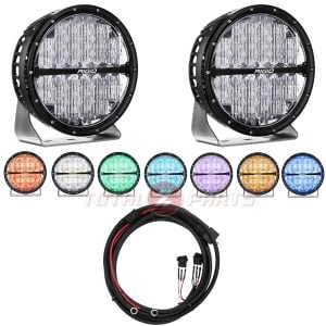 Rigid Industries® 360-Series RGBW 9-inch Round Light Pods, Brackets, Wiring Harness