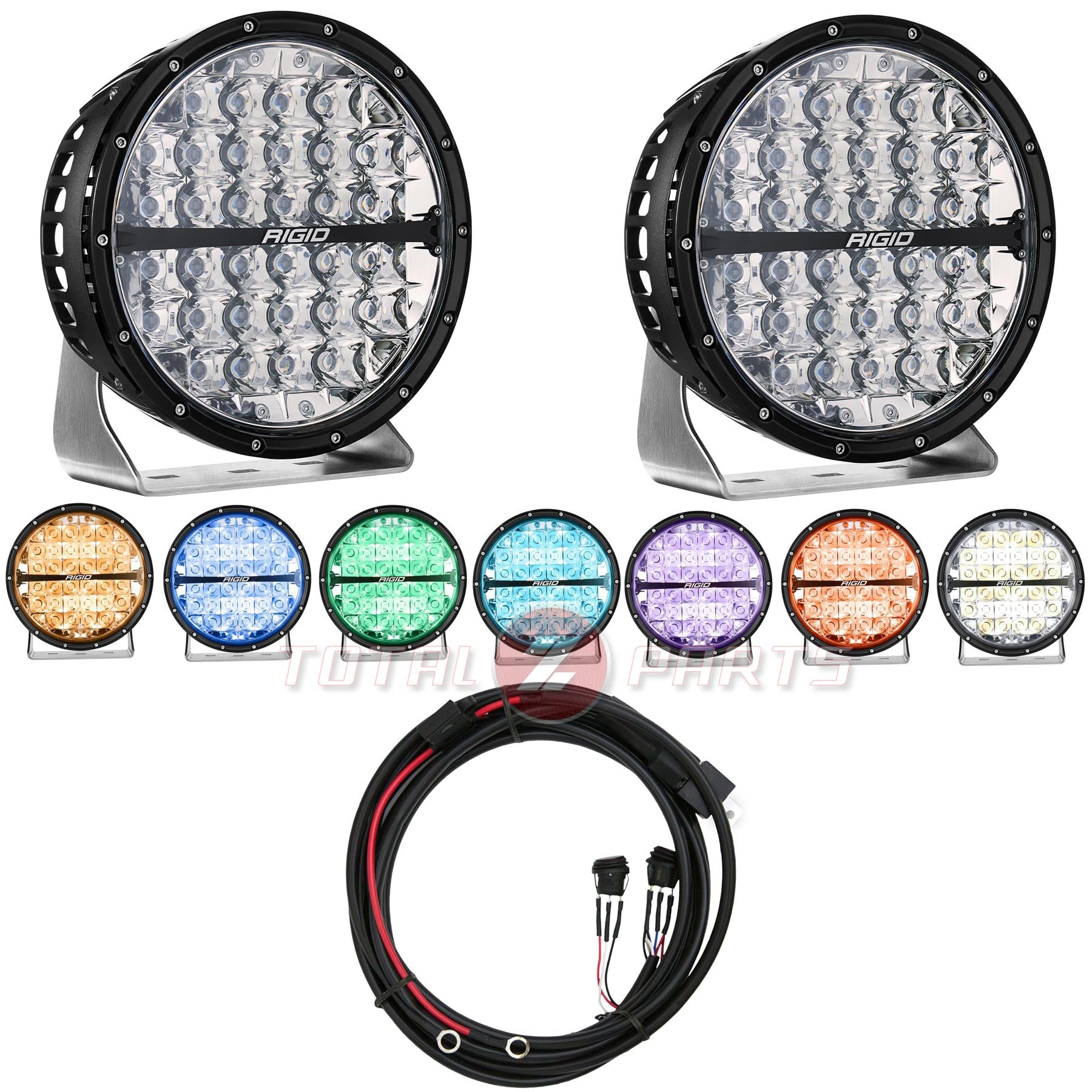 Rigid Industries® 360-Series RGBW 9-inch Spot Round Light Pods, Brackets, Wiring Harness Rigid Industries® 360-Series RGBW 9-inch Spot Round Light Pods, Brackets, Wiring Harness