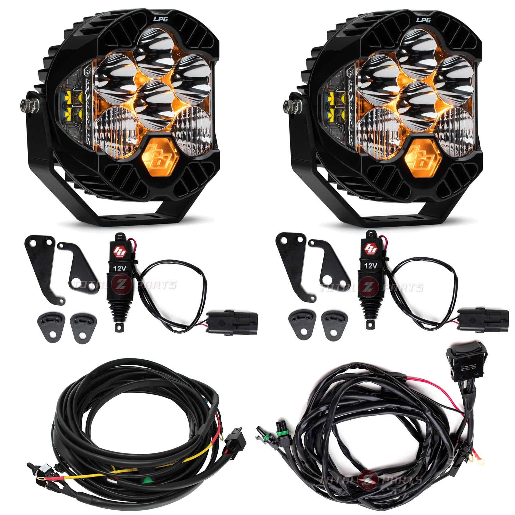 Baja Designs® LP6 Clear Driving/Combo Lights Pair w/Toggle Harness, Actuators Kit