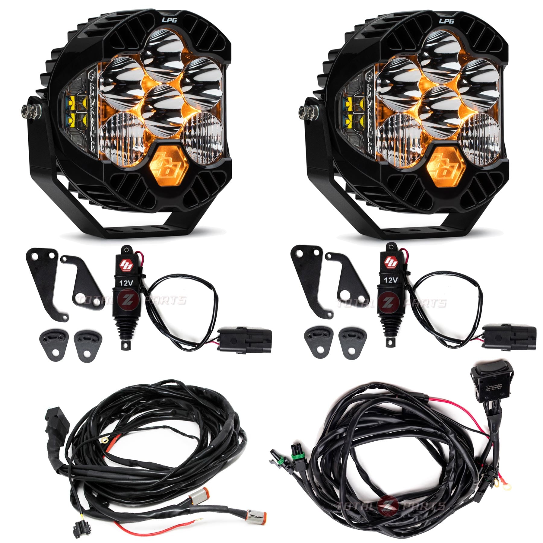 Baja Designs® LP6 Clear Driving/Combo Lights Pair w/Upfitter Harness, Actuators Kit
