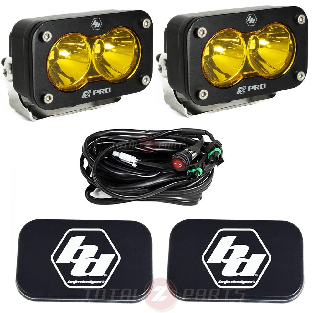 Baja Designs® S2 Pro LED Pod Lights Amber Spot Beam Pair, Harness, Rock Guards Baja Designs® S2 Pro LED Pod Lights Amber Spot Beam Pair, Harness, Rock Guards