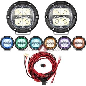 Rigid Industries® 360-Series Spot Beam RGBW 4" Round Light Pods, Brackets, Wiring