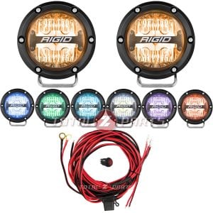 Rigid Industries® 360-Series Amber Backlight, 4-inch Round Light Pods, Brackets, Wiring