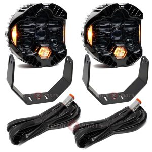 Baja Designs® DOT LP6 Clear (Amber DRL) Lights Pair w/Brackets, Controller Wiring Harnesses