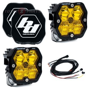 Baja Designs® Squadron 2.0 Pro LED Pair Amber Driving/Combo Lights, Rock Guards, Wire Harness