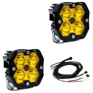 Baja Designs® Squadron 2.0 Pro LED Pair Amber Spot Beam Lights & Wire Harness