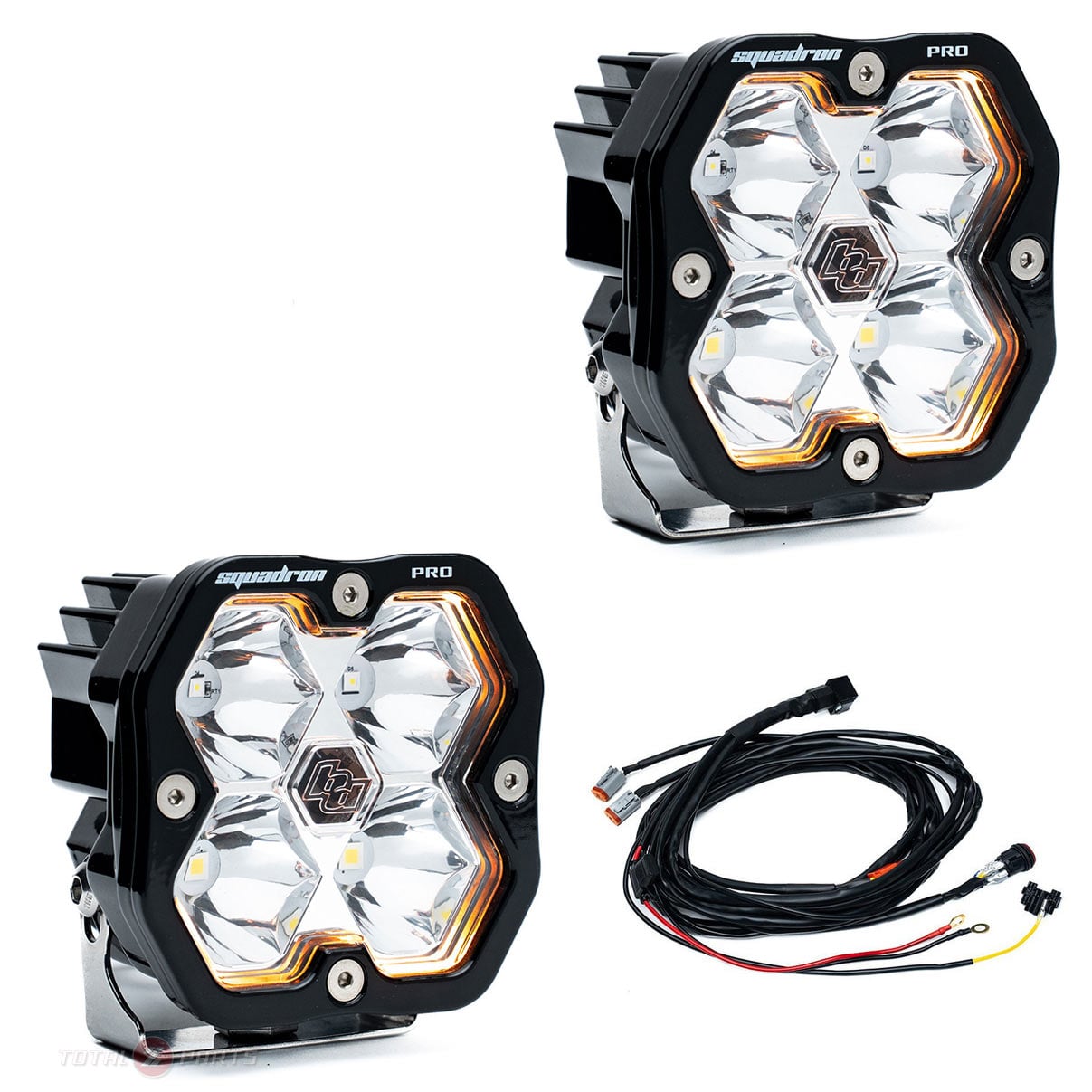 Baja Designs® Squadron 2.0 Pro LED Pair Clear Spot Beam Lights & Wire Harness
