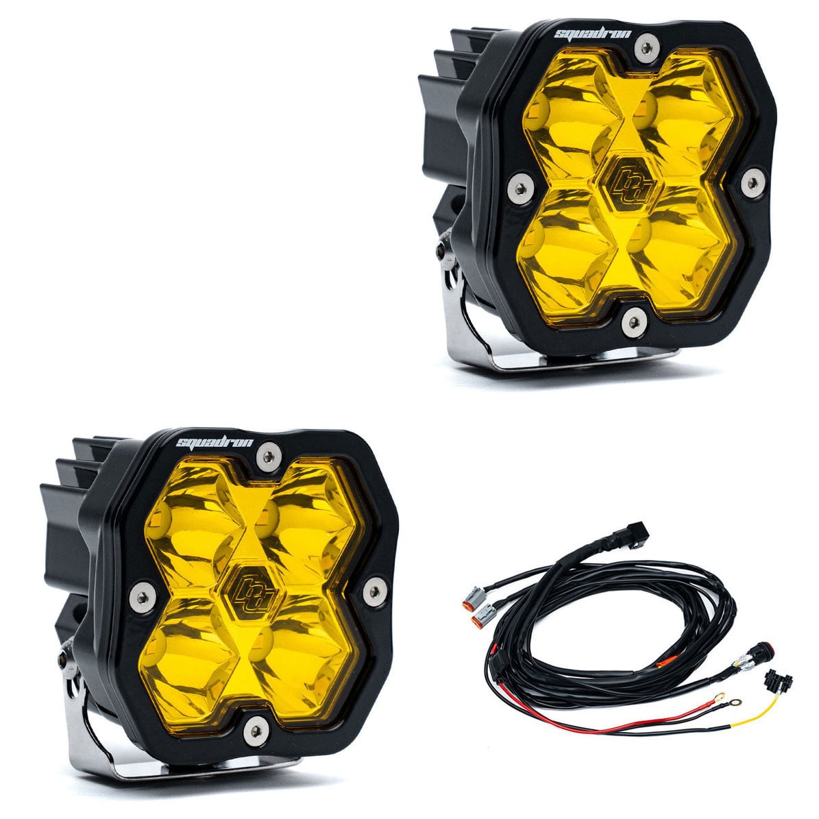 Baja Designs® Squadron 2.0 Sport LED Pair Amber Spot Lights & Wire Harness