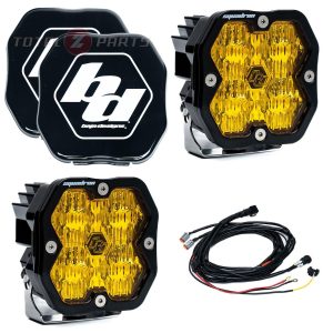 Baja Designs® Squadron 2.0 Sport LED Pair Amber Wide Cornering Lights, Wire Harness, Rock Guards Baja Designs® Squadron 2.0 Sport LED Pair Amber Wide Cornering Lights, Wire Harness, Rock Guards