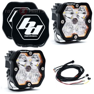 Baja Designs® Squadron 2.0 Sport LED Pair Clear Driving/Combo Lights, Rock Guards, Wiring