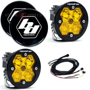 Baja Designs® Squadron-R 2.0 Sport LED Pair Amber Driving/Combo Lights, Wiring, Rock Guards