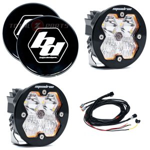 Baja Designs® Squadron-R 2.0 Sport LED Pair Clear Driving/Combo Lights, Wiring, Rock Guards