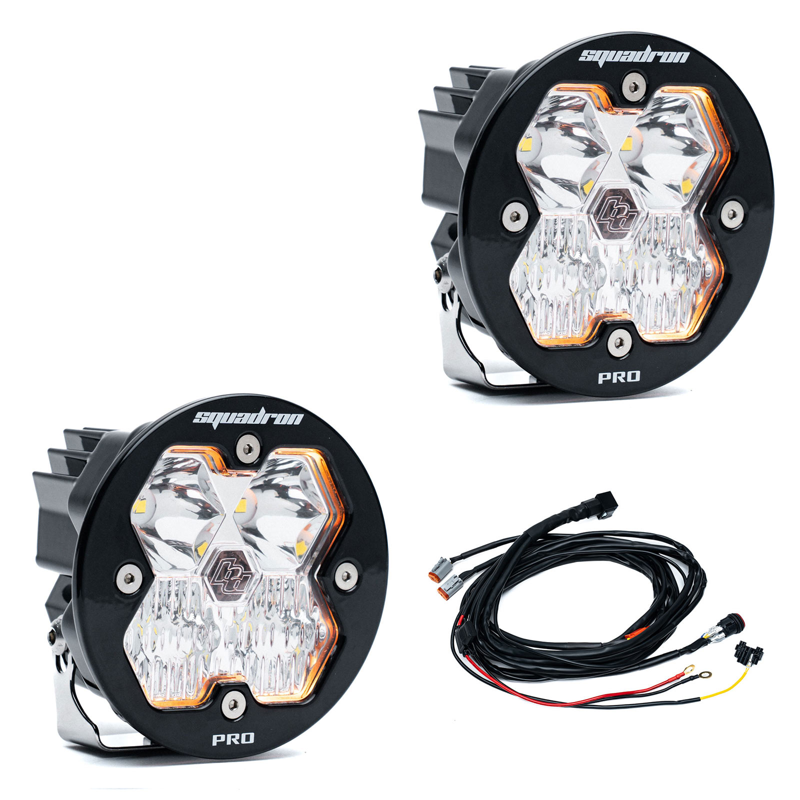 Baja Designs® Squadron-R 2.0 Pro LED Pair Clear Driving/Combo Lights & Wire Harness