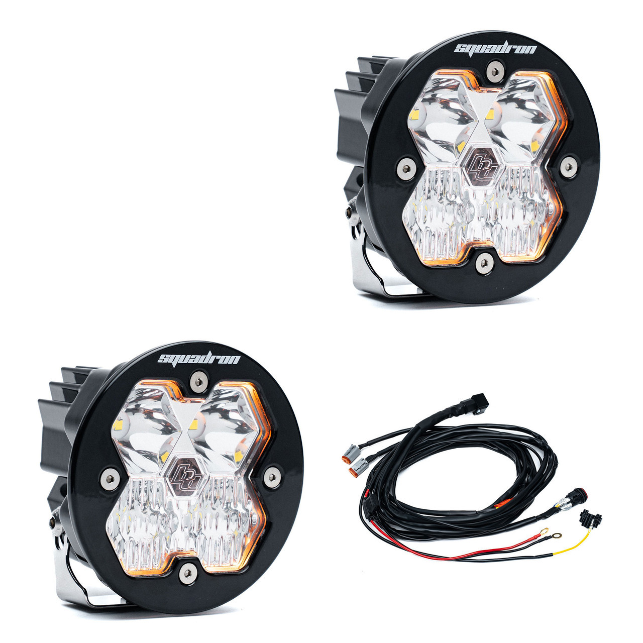 Baja Designs® Squadron-R 2.0 Sport LED Pair Clear Driving/Combo Lights & Wire Harness
