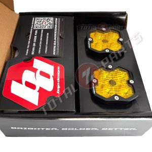 Baja Designs® Squadron 2.0 Sport LED Pair Amber Wide Cornering Lights, Wire Harness, Rock Guards