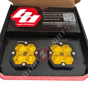 Baja Designs® Squadron 2.0 Sport LED Pair Amber Wide Cornering Lights, Wire Harness, Rock Guards