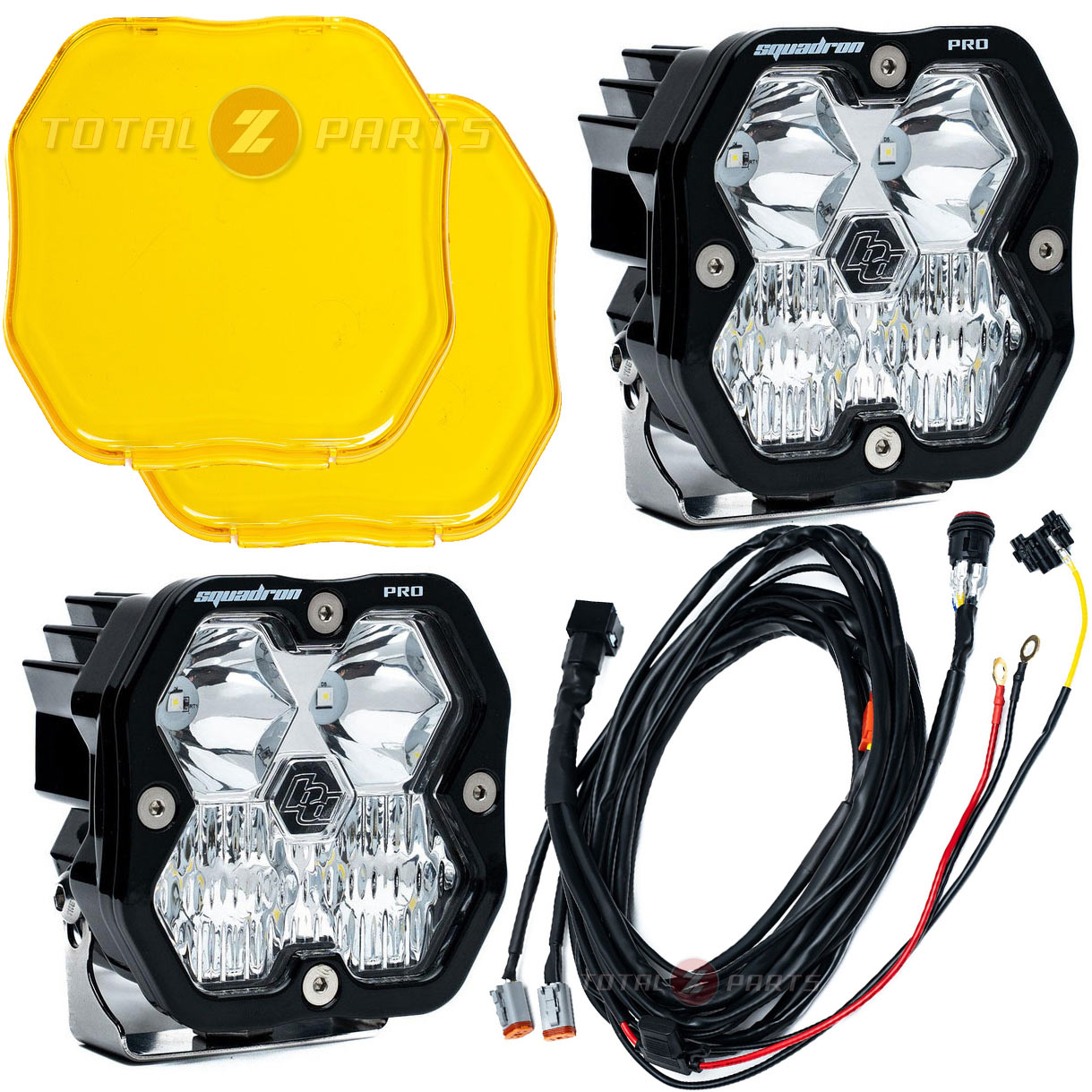 Baja Designs® Squadron 2.0 Pro LED Pair Driving/Combo Lights, Wiring, Amber Rock Guards