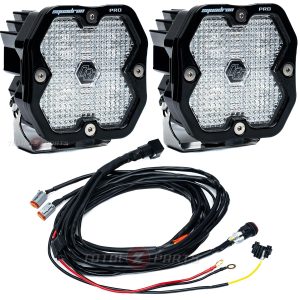 Baja Designs® Squadron 2.0 Pro LED Pair Clear Work/Scene Pods, Wiring Harness