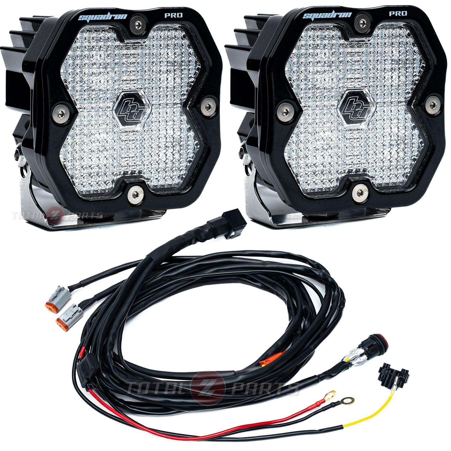 Baja Designs® Squadron 2.0 Pro LED Pair Clear Work/Scene Pods, Wiring Harness