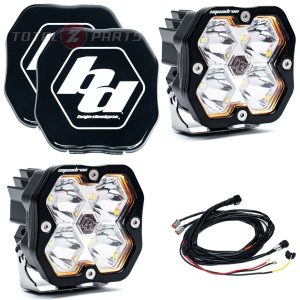 Baja Designs® Squadron 2.0 Sport LED Pair Clear Spot Lights, Wire Harness, Rock Guards Baja Designs® Squadron 2.0 Sport LED Pair Clear Spot Lights, Wire Harness, Rock Guards