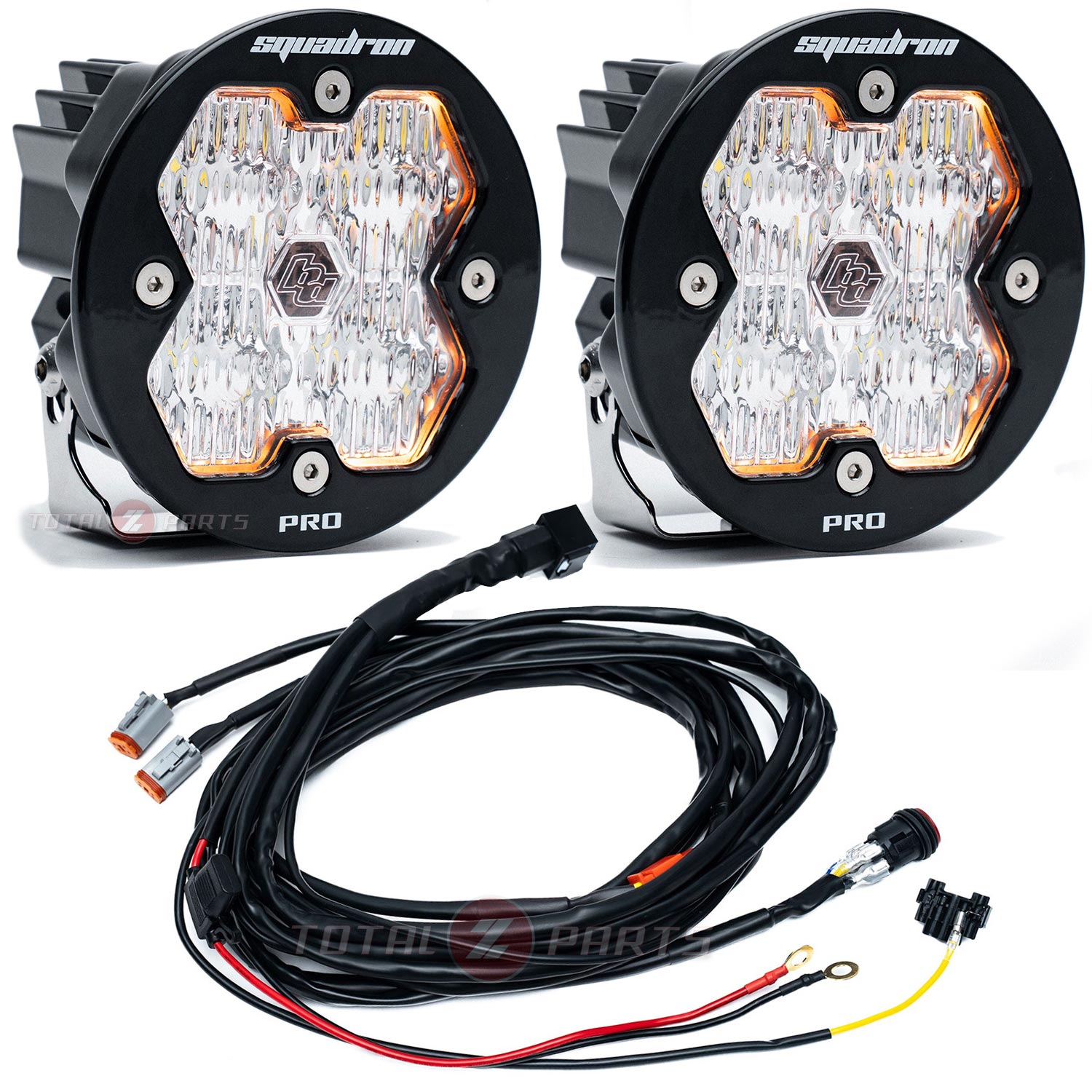Baja Designs® Squadron-R 2.0 Pro LED Pair Clear Wide Cornering Lights & Wire Harness