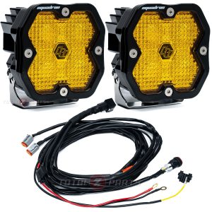 Baja Designs® Squadron 2.0 Sport LED Pair Amber Work/Scene Lights, Wire Harness