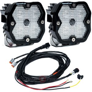 Baja Designs® Squadron 2.0 Sport LED Pair Clear Work/Scene Lights, Wire Harness