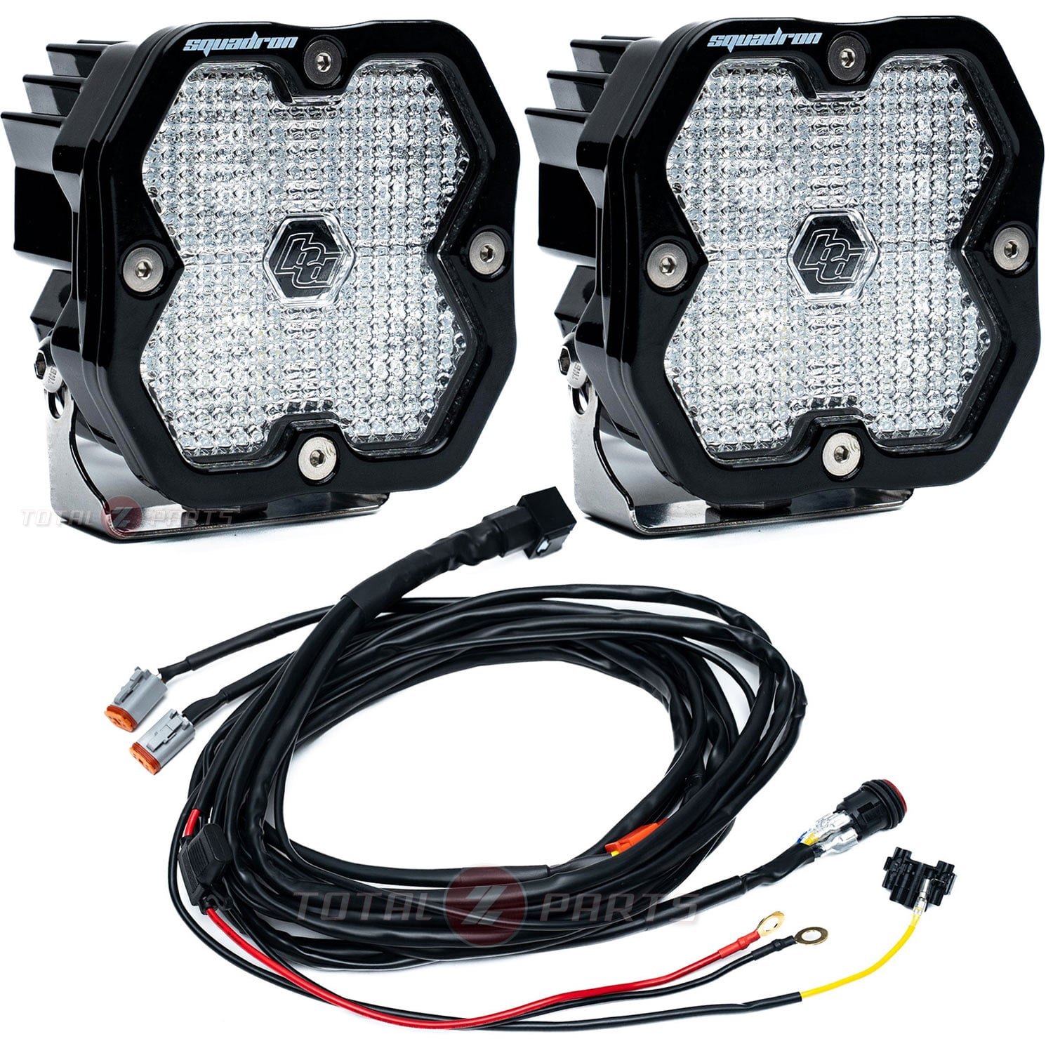 Baja Designs® Squadron 2.0 Sport LED Pair Clear Work/Scene Lights, Wire Harness
