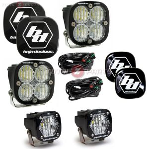 Baja Designs® Squadron Sport Pair + S1 LED Pair Clear Wide Cornering Lights & Rock Guards