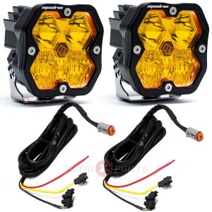 Baja Designs® Squadron 2.0 Sport Amber LED Pair Driving/Combo Lights, Upfitter Harnesses