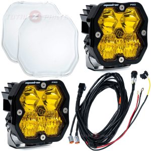 Baja Designs® Squadron 2.0 Pro LED Pair Amber Driving/Combo Lights, Clear Guards, Wire Harness