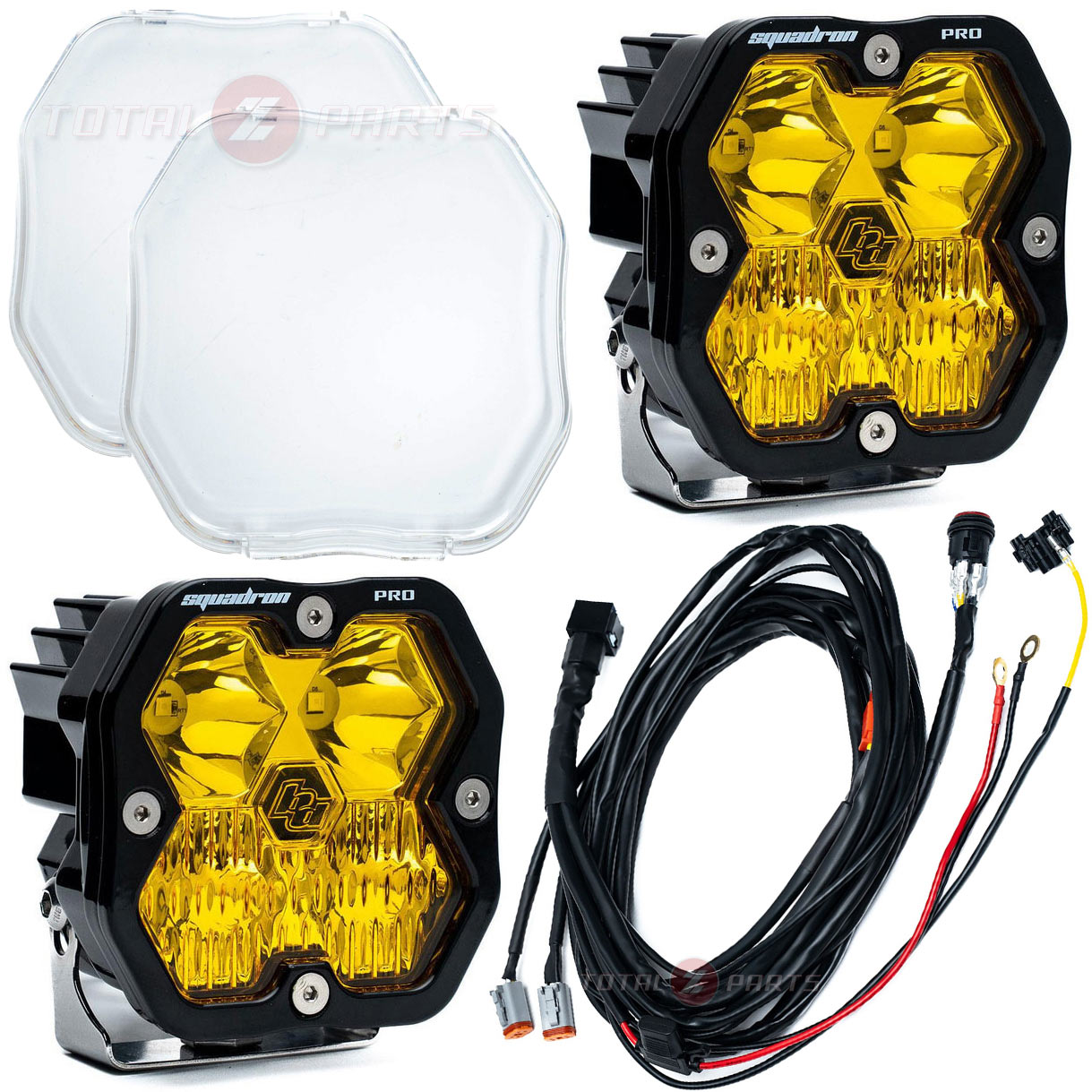 Baja Designs® Squadron 2.0 Pro LED Pair Amber Driving/Combo Lights, Clear Guards, Wire Harness