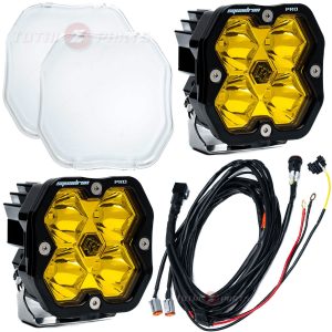 Baja Designs® Squadron 2.0 Pro LED Pair Amber Spot Beam, Clear Guards, Wire Harness